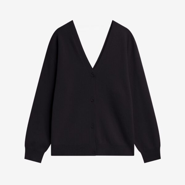 The Frankie Shop Lachen Double-Sided Wool Cardigan - Black - Oversized Minimalist Knitwear in Black - Shop at Coveti