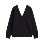 The Frankie Shop Lachen Double-Sided Wool Cardigan - Black - Oversized Minimalist Knitwear in Black - Shop at Coveti