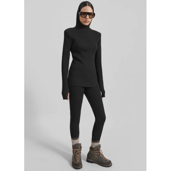 The Frankie Shop Larice Hooded Knit Top – Black, view 6