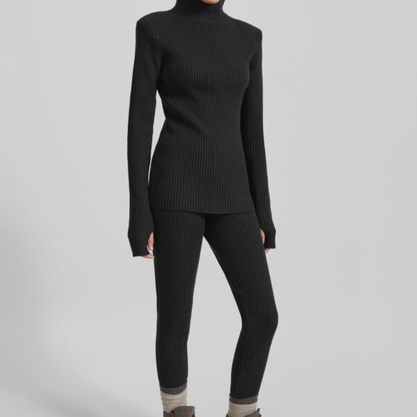 The Frankie Shop Larice Hooded Knit Top - Black - Oversized Minimalist Knitwear in Black - Shop at Coveti