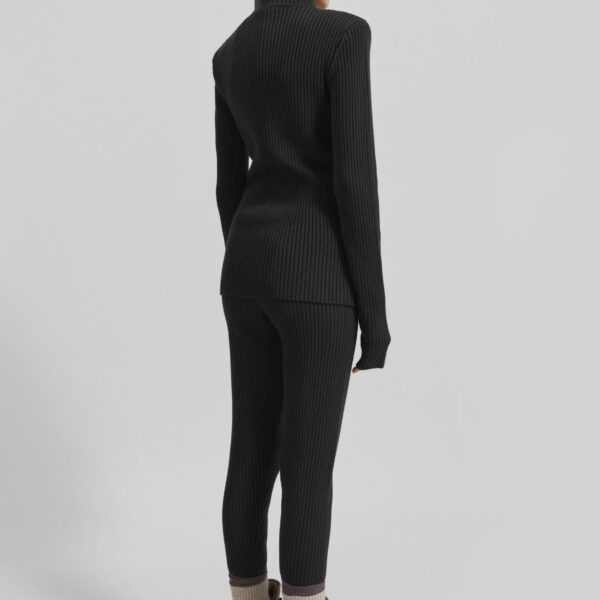 The Frankie Shop Larice Hooded Knit Top - Black - Oversized Minimalist Knitwear in Black - Shop at Coveti