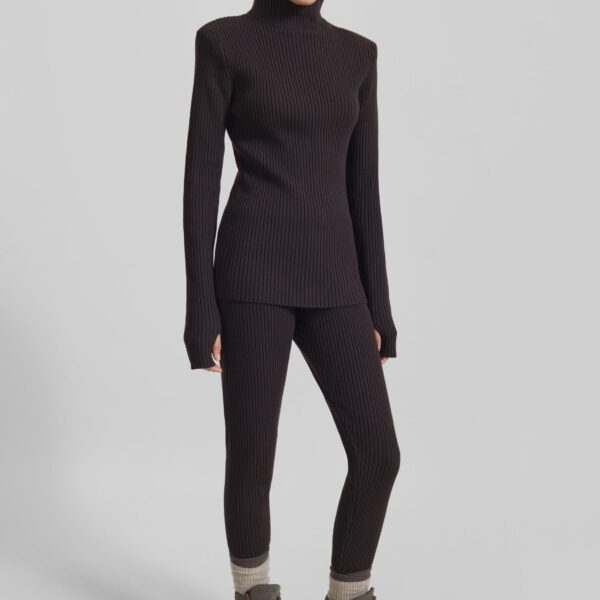 The Frankie Shop Larice Hooded Knit Top - Brown - Oversized Minimalist Knitwear in Brown - Shop at Coveti