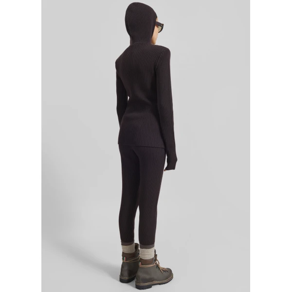 The Frankie Shop Larice Hooded Knit Top – Brown, view 8