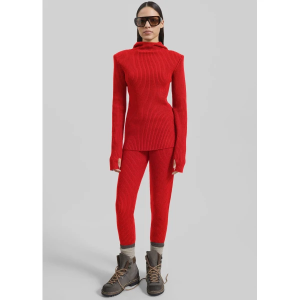 The Frankie Shop Larice Hooded Knit Top – Red, view 3