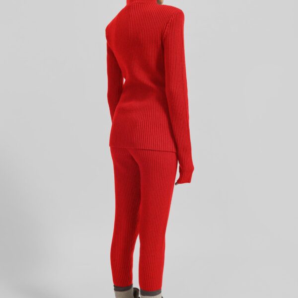 The Frankie Shop Larice Hooded Knit Top - Red - Oversized Minimalist Knitwear in Red - Shop at Coveti