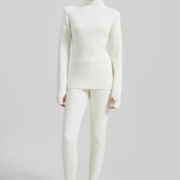 The Frankie Shop Larice Hooded Knit Top - White - Oversized Minimalist Knitwear in White - Shop at Coveti