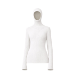 The Frankie Shop Larice Hooded Knit Top - White - Oversized Minimalist Knitwear in White - Shop at Coveti
