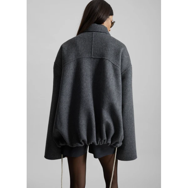 The Frankie Shop Lemvig Wool Drawstring Jacket – Grey, view 8
