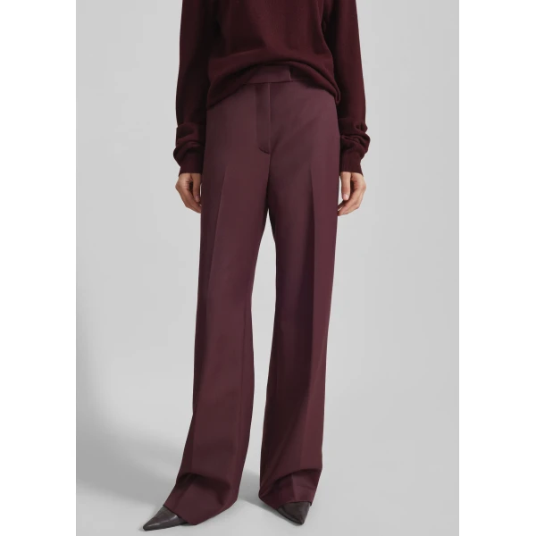 The Frankie Shop Lenora Wool Straight Trousers – Burgundy, view 3