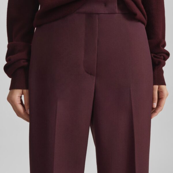The Frankie Shop Lenora Wool Straight Trousers - Burgundy - Oversized Minimalist Pants in Red - Shop at Coveti