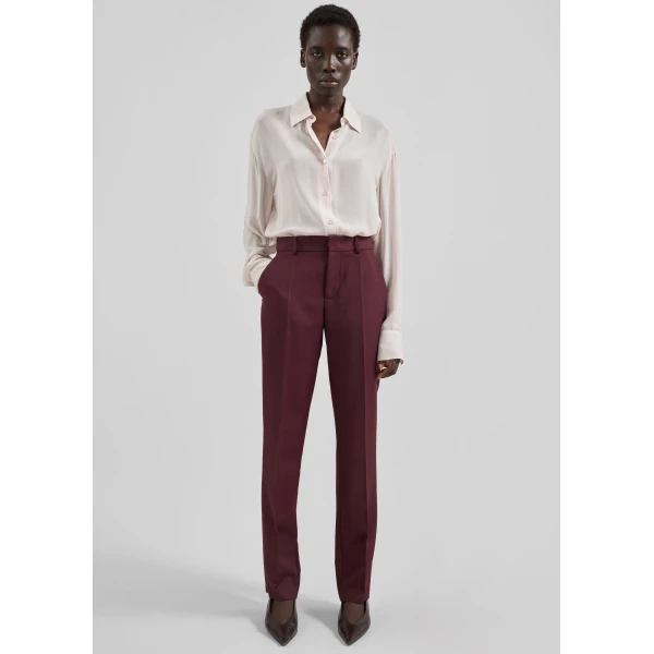 The Frankie Shop Lenora Wool Straight Trousers – Burgundy, view 5