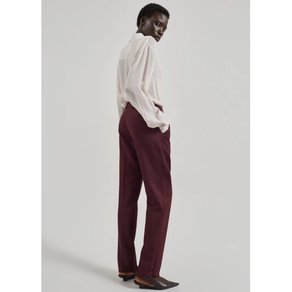 The Frankie Shop Lenora Wool Straight Trousers – Burgundy, view 8