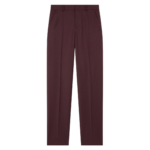 The Frankie Shop Lenora Wool Straight Trousers - Burgundy - Oversized Minimalist Pants in Red - Shop at Coveti