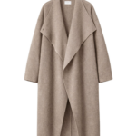 The Frankie Shop Leroy Funnel Neck Wool Coat - Taupe Melange - Oversized Minimalist Coats in Brown - Shop at Coveti
