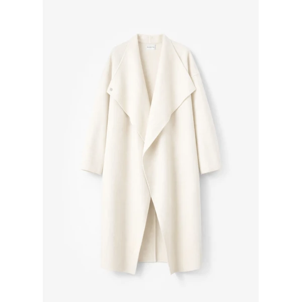 The Frankie Shop Leroy Funnel Neck Wool Coat – White, view 7