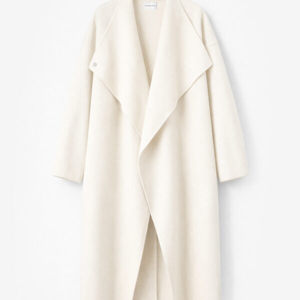 The Frankie Shop Leroy Funnel Neck Wool Coat - White - Oversized Minimalist Coats in White - Shop at Coveti