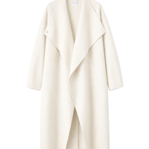 The Frankie Shop Leroy Funnel Neck Wool Coat - White - Oversized Minimalist Coats in White - Shop at Coveti