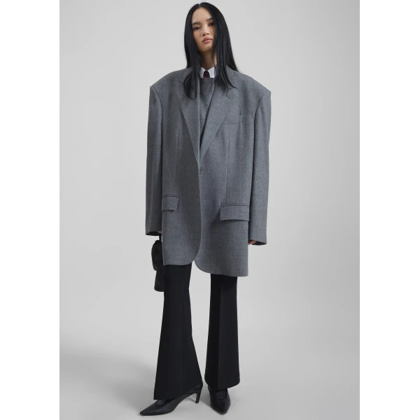 The Frankie Shop Lismore Wool Oversized Blazer – Grey, view 2