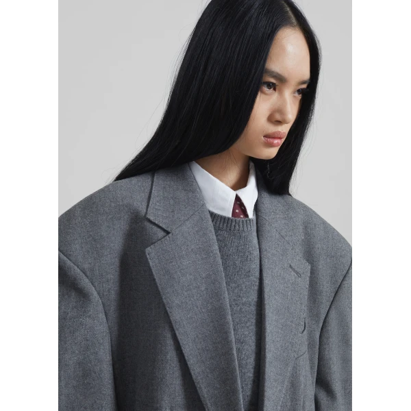 The Frankie Shop Lismore Wool Oversized Blazer – Grey, view 5