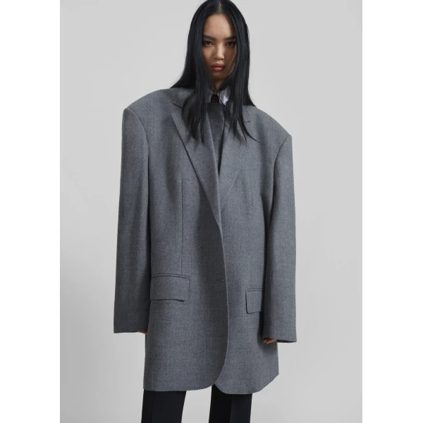 The Frankie Shop Lismore Wool Oversized Blazer – Grey, view 6