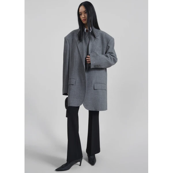 The Frankie Shop Lismore Wool Oversized Blazer – Grey, view 7