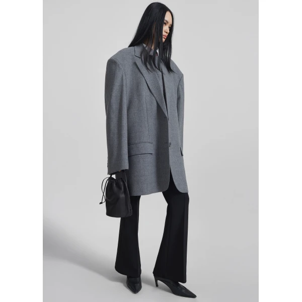The Frankie Shop Lismore Wool Oversized Blazer – Grey, view 8