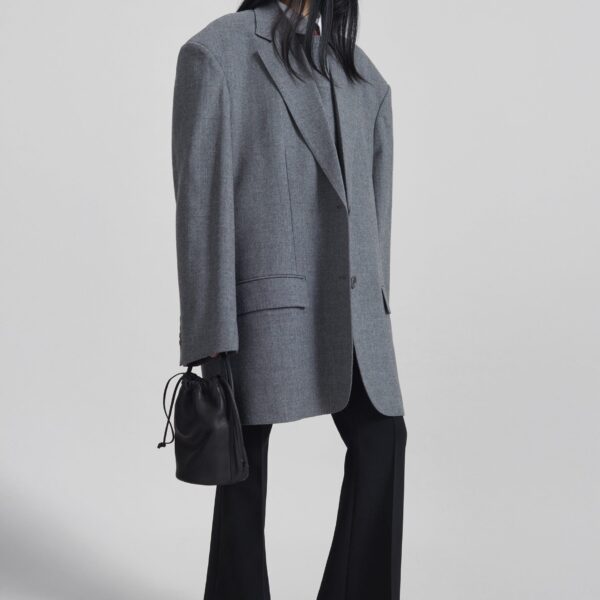 The Frankie Shop Lismore Wool Oversized Blazer - Grey - Oversized Minimalist Jackets in Grey - Shop at Coveti