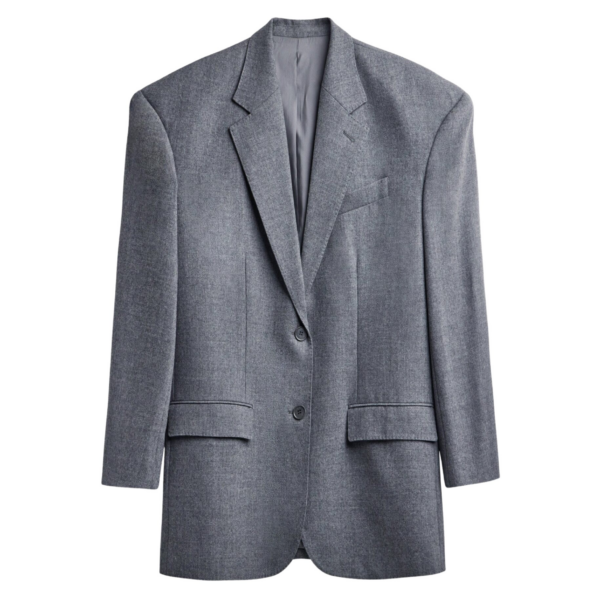 The Frankie Shop Lismore Wool Oversized Blazer - Grey - Oversized Minimalist Jackets in Grey - Shop at Coveti