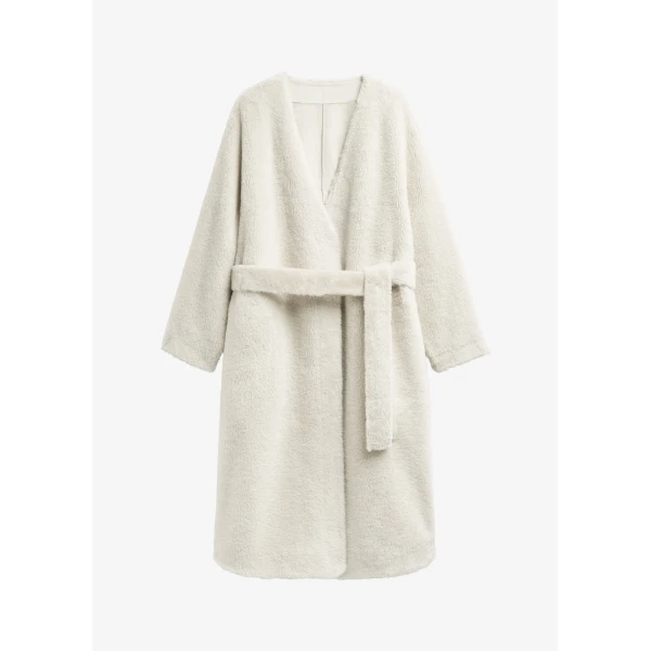The Frankie Shop Livigno Faux Shearling Coat – Ivory, view 8