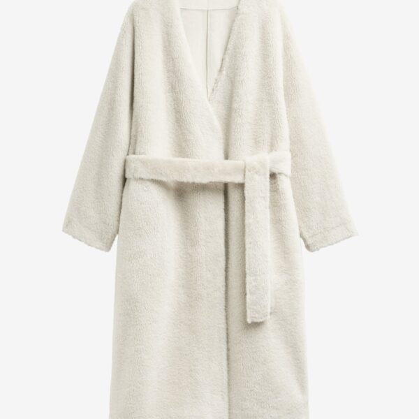 The Frankie Shop Livigno Faux Shearling Coat - Ivory - Oversized Minimalist Coats in Ivory - Shop at Coveti