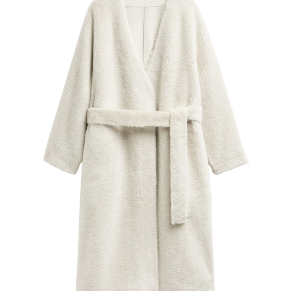 The Frankie Shop Livigno Faux Shearling Coat - Ivory - Oversized Minimalist Coats in Ivory - Shop at Coveti