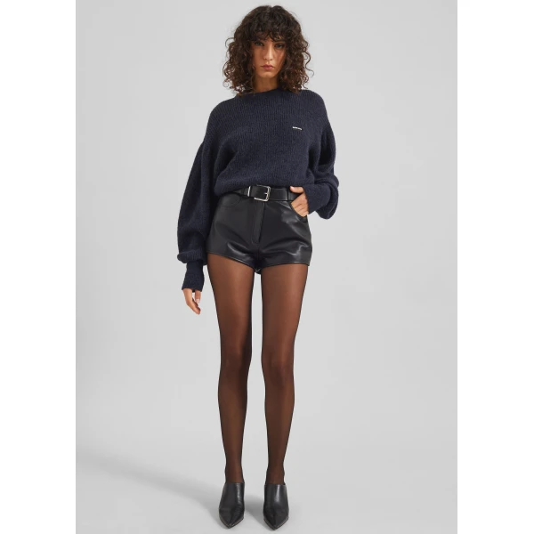 The Frankie Shop Loen Leather Hot Pants – Black, view 6