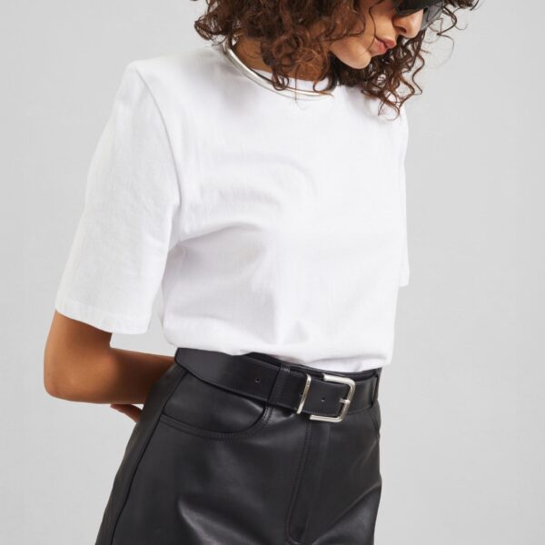 The Frankie Shop Loen Leather Hot Pants - Black - Oversized Minimalist Shorts in Black - Shop at Coveti