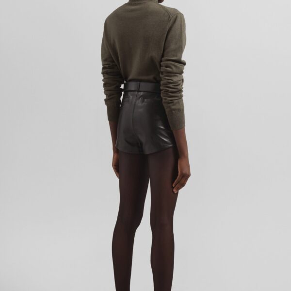 The Frankie Shop Loen Leather Hot Pants - Black - Oversized Minimalist Shorts in Black - Shop at Coveti