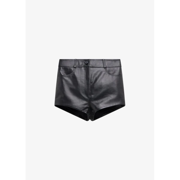 The Frankie Shop Loen Leather Hot Pants – Black, view 9