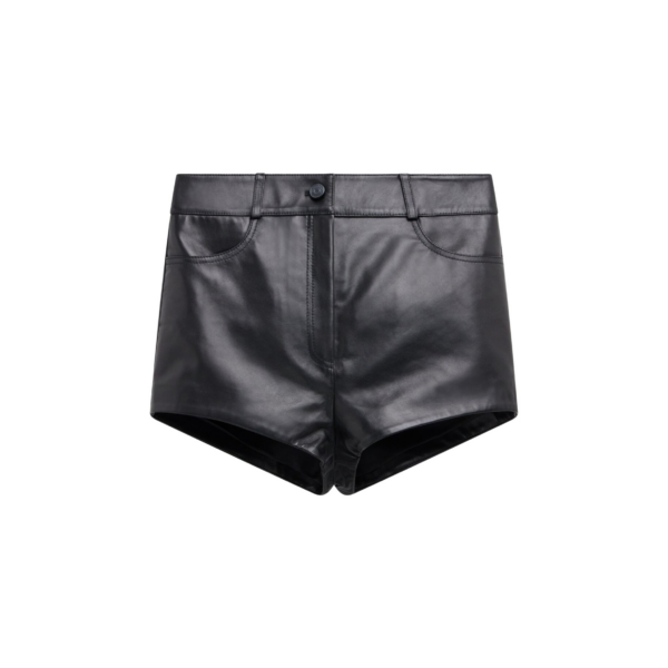 The Frankie Shop Loen Leather Hot Pants - Black - Oversized Minimalist Shorts in Black - Shop at Coveti