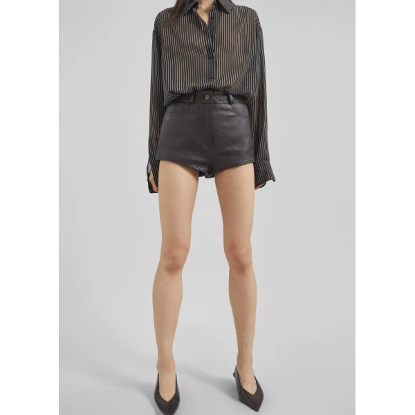 The Frankie Shop Loen Leather Hot Pants – Vintage Brown, view 9