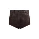 The Frankie Shop Loen Leather Hot Pants - Vintage Brown - Oversized Minimalist Shorts in Brown - Shop at Coveti