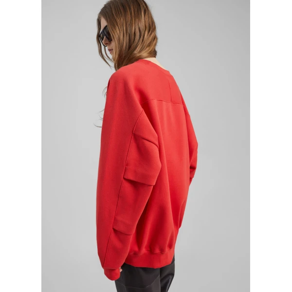 The Frankie Shop Lonay Balloon Sleeve Sweatshirt – Red Top, view 2
