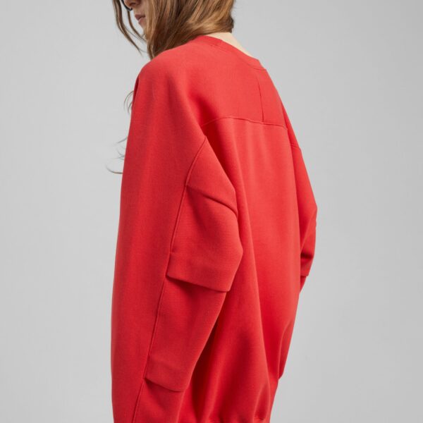 The Frankie Shop Lonay Balloon Sleeve Sweatshirt - Red - Oversized Minimalist Tops in Red - Shop at Coveti