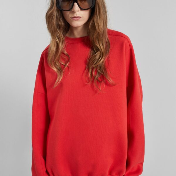 The Frankie Shop Lonay Balloon Sleeve Sweatshirt - Red - Oversized Minimalist Tops in Red - Shop at Coveti