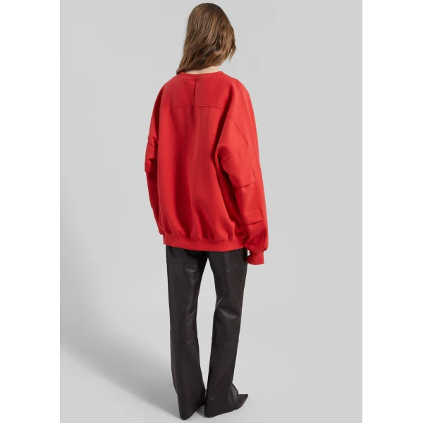 The Frankie Shop Lonay Balloon Sleeve Sweatshirt – Red Top, view 6