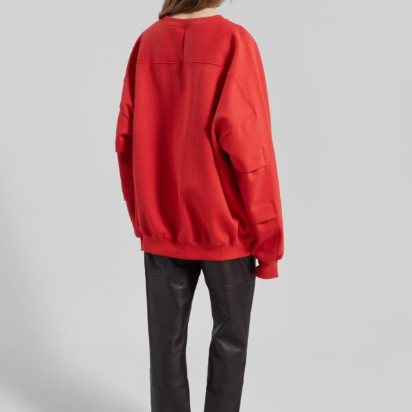 The Frankie Shop Lonay Balloon Sleeve Sweatshirt - Red - Oversized Minimalist Tops in Red - Shop at Coveti
