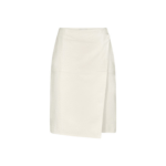 The Frankie Shop Loulou De Saison Gora Ostrich-Effect Leather Wrap Skirt - Ivory - Oversized Minimalist Skirts in Ivory - Shop at Coveti