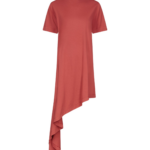 The Frankie Shop Loulou De Saison Igari Asymmetric T-Shirt Dress - Red - Oversized Minimalist Dresses in Orange - Shop at Coveti