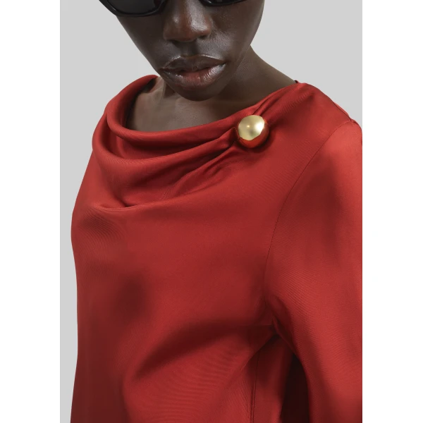 The Frankie Shop Loulou De Saison Zoya Silk Twill Dress – Red, view 4
