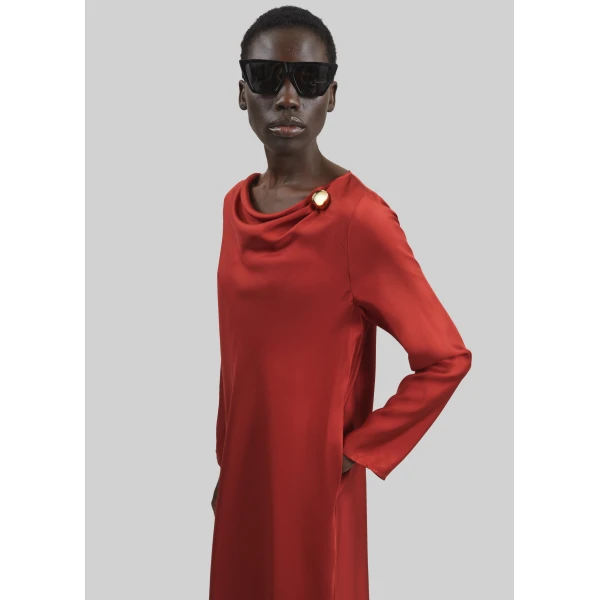 The Frankie Shop Loulou De Saison Zoya Silk Twill Dress – Red, view 5