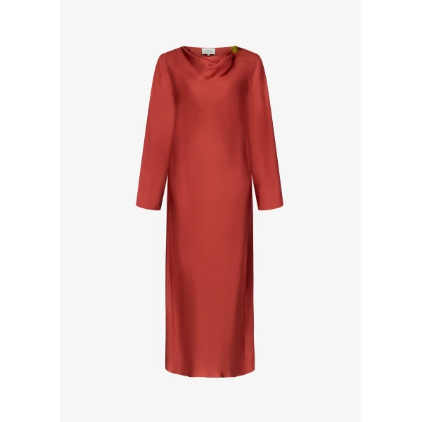 The Frankie Shop Loulou De Saison Zoya Silk Twill Dress – Red, view 6