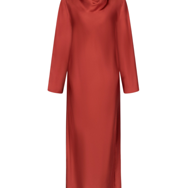 The Frankie Shop Loulou De Saison Zoya Silk Twill Dress - Red - Oversized Minimalist Dresses in Red - Shop at Coveti