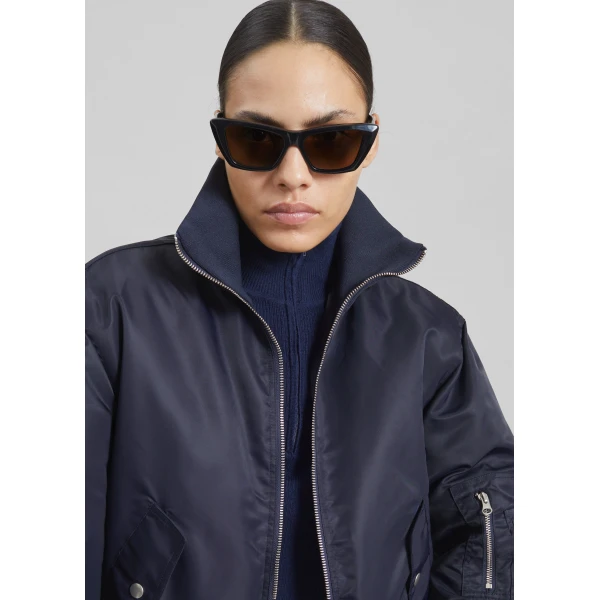 The Frankie Shop Maloy Cropped Bomber Jacket – Navy, view 5